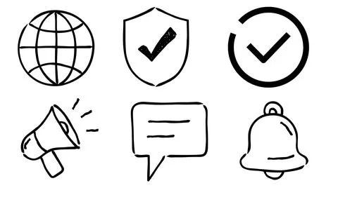 High resolution icon packs on white background, black icons on white Stock Illustration