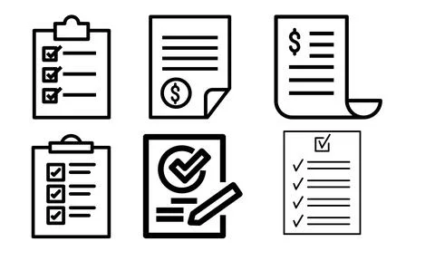 High resolution icon packs on white background, black icons on white Stock Illustration