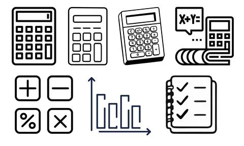 High resolution icon packs on white background, black icons on white Stock Illustration