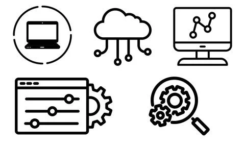 High resolution icon packs on white background, black icons on white Stock Illustration