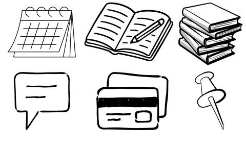 High resolution icon packs on white background, black icons on white Stock Illustration