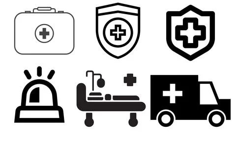 High resolution icon packs on white background, black icons on white Stock Illustration