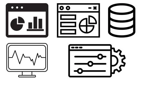 High resolution icon packs on white background, black icons on white Stock Illustration