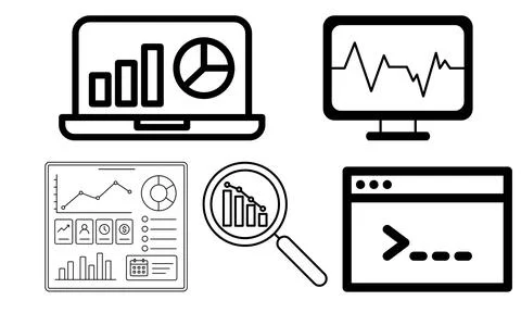 High resolution icon packs on white background, black icons on white Stock Illustration