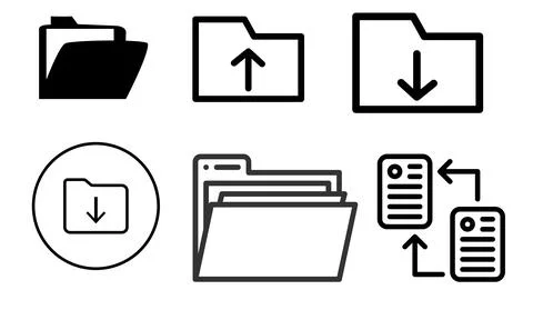 High resolution icon packs on white background, black icons on white Stock Illustration