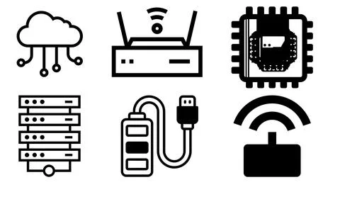 High resolution icon packs on white background, black icons on white Stock Illustration