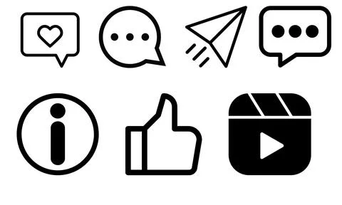 High resolution icon packs on white background, black icons on white Stock Illustration