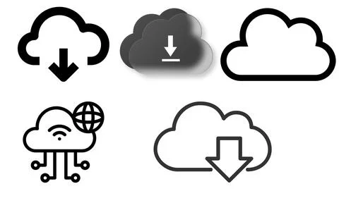 High resolution icon packs on white background, black icons on white Stock Illustration