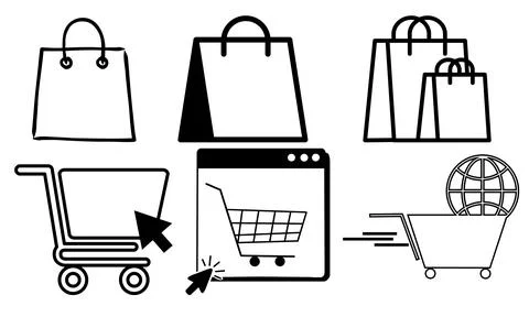 High resolution icon packs on white background, black icons on white Stock Illustration