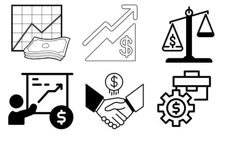 High resolution icon packs on white background, black icons on white Stock Illustration