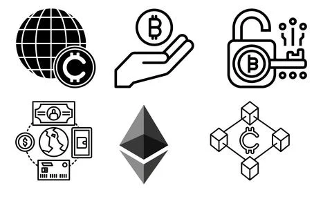 High resolution icon packs on white background, black icons on white Stock Illustration