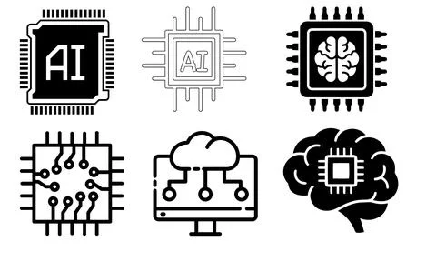 High resolution icon packs on white background, black icons on white Stock Illustration