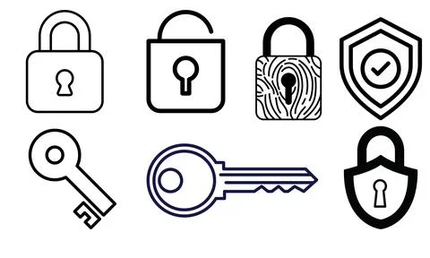 High resolution icon packs on white background, black icons on white Stock Illustration
