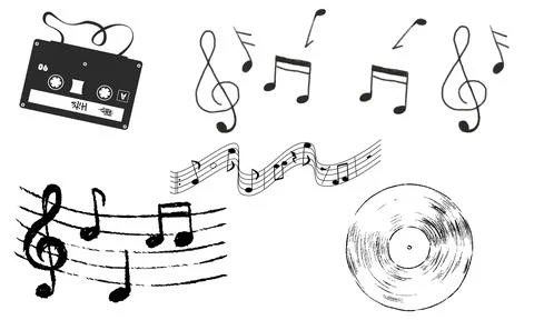 High resolution illustration icons pack of audio on white background Stock Illustration