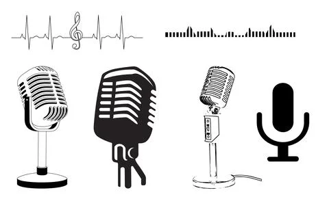 High resolution illustration icons pack of audio on white background Stock Illustration
