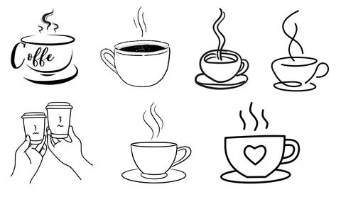 High resolution illustration icons pack of coffee on white background Stock Illustration