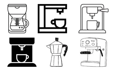 High resolution illustration icons pack of coffee on white background Stock Illustration