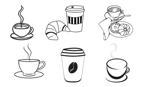 High resolution illustration icons pack of coffee on white background Stock Illustration