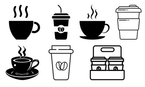 High resolution illustration icons pack of coffee on white background Stock Illustration