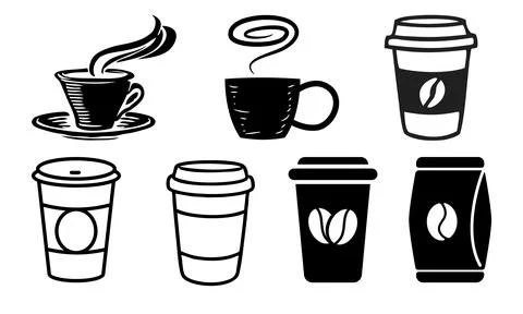 High resolution illustration icons pack of coffee on white background Stock Illustration