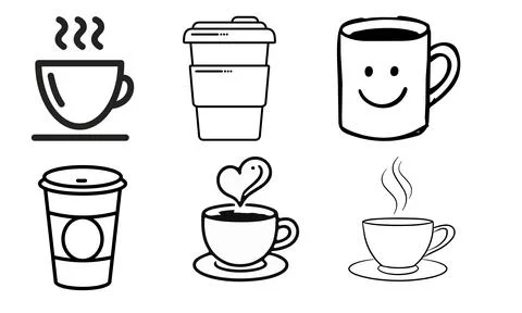 High resolution illustration icons pack of coffee on white background Stock Illustration