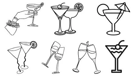 High resolution illustration icons pack of drinks on white background Stock Illustration