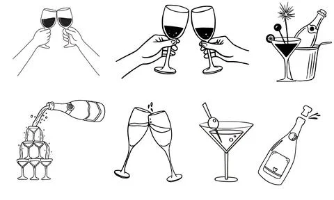 High resolution illustration icons pack of drinks on white background Stock Illustration
