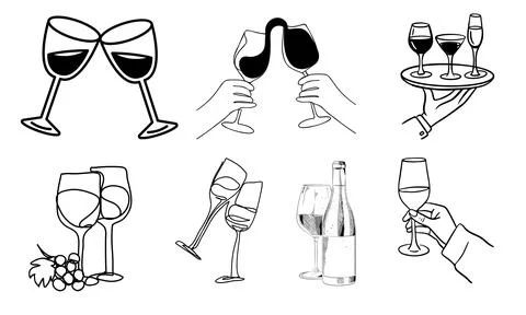 High resolution illustration icons pack of drinks on white background Stock Illustration