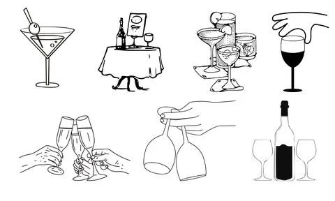 High resolution illustration icons pack of drinks on white background Stock Illustration