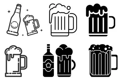 High resolution illustration icons pack of drinks on white background Stock Illustration