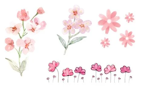 High resolution illustration icons pack of flowers on white background Stock Illustration