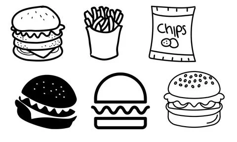 High resolution illustration icons pack of food on white background Stock Illustration