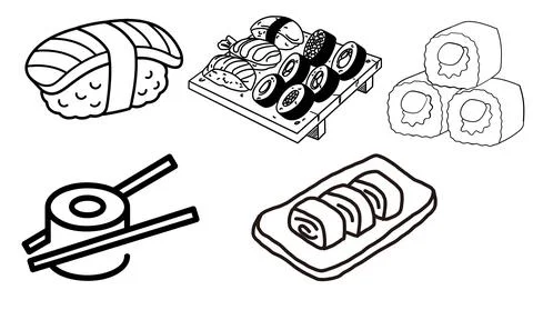 High resolution illustration icons pack of food on white background Stock Illustration