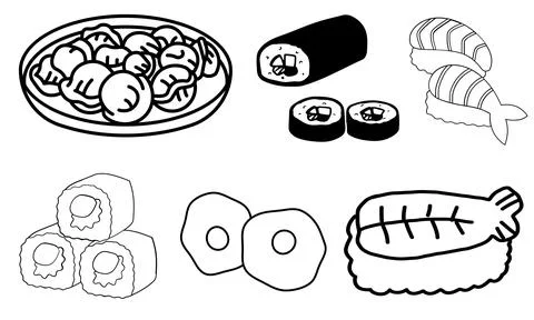 High resolution illustration icons pack of food on white background Stock Illustration