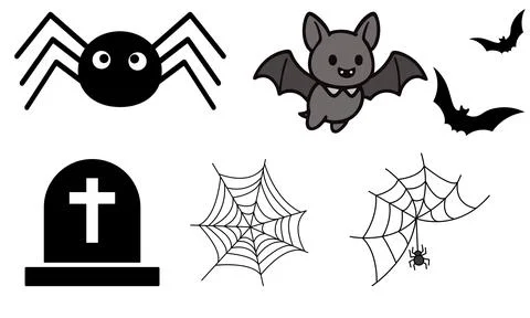 High resolution illustration icons pack of halloween on white background Stock Illustration