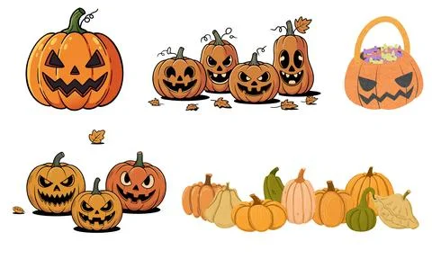 High resolution illustration icons pack of halloween on white background Stock Illustration