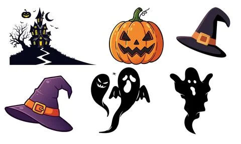 High resolution illustration icons pack of halloween on white background Stock Illustration