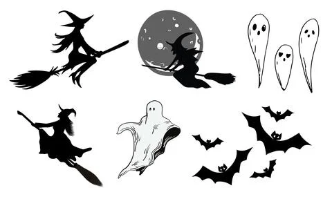 High resolution illustration icons pack of halloween on white background Stock Illustration