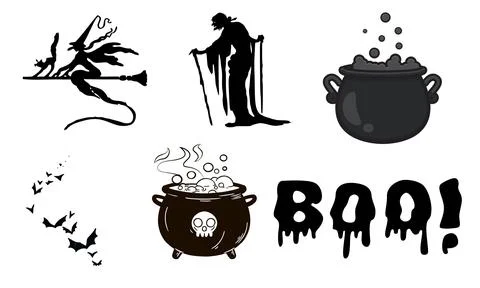 High resolution illustration icons pack of halloween on white background Stock Illustration