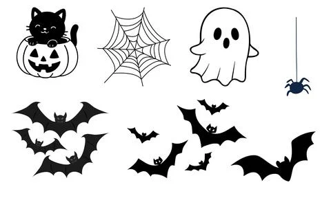 High resolution illustration icons pack of halloween on white background Stock Illustration