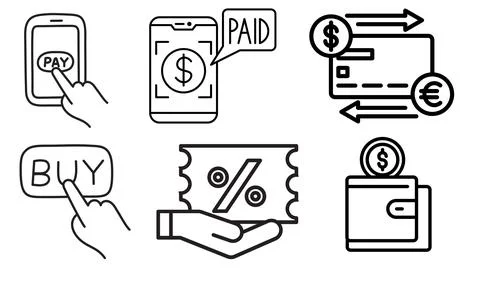 High resolution illustration icons pack of payments on white background Stock Illustration