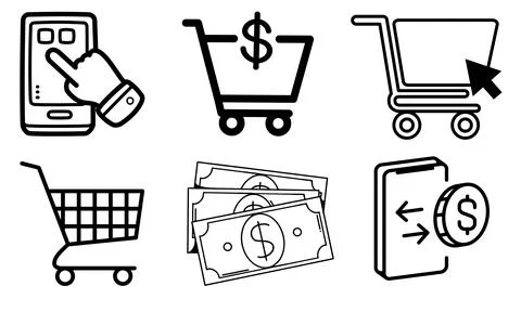 High resolution illustration icons pack of payments on white background Stock Illustration