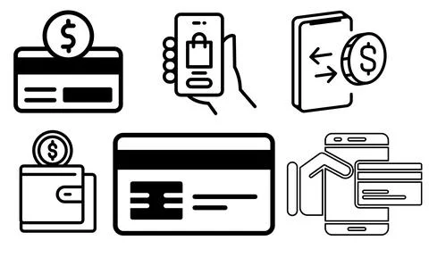 High resolution illustration icons pack of payments on white background Stock Illustration