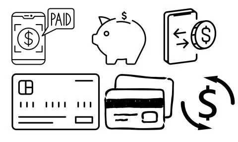 High resolution illustration icons pack of payments on white background Stock Illustration