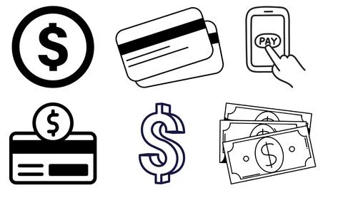 High resolution illustration icons pack of payments on white background Stock Illustration