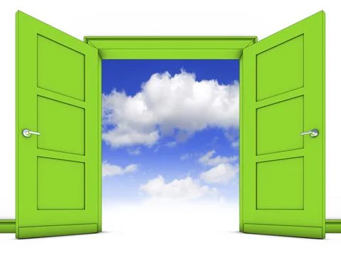 High resolution illustration of a open door to the sky Stock Illustration