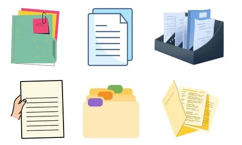 High resolution illustration pack of documents on white background Illustration