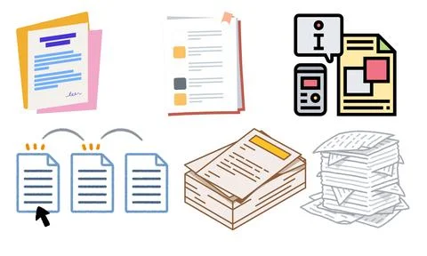 High resolution illustration pack of documents on white background Stock Illustration