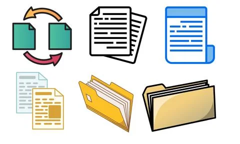High resolution illustration pack of documents on white background Illustration