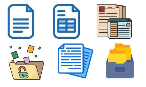 High resolution illustration pack of documents on white background Illustration